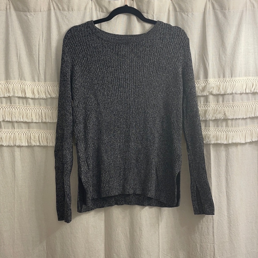Charcoal grey H&M sweater tunic with side slits, size medium
